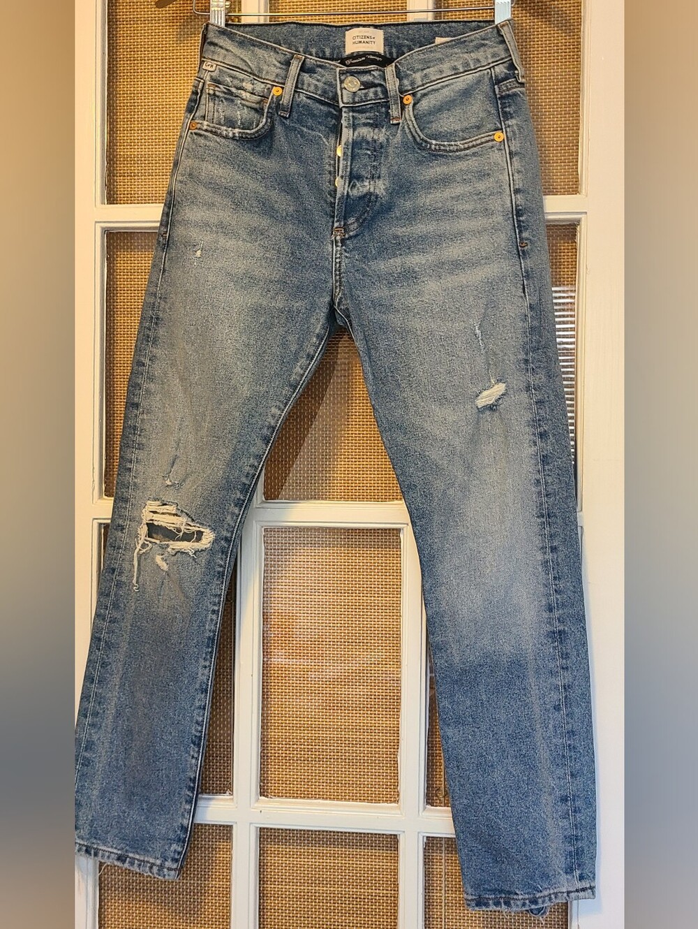 Citizens of Humanity Emerson Slim Boyfriend Distressed Button Fly Jeans 23
